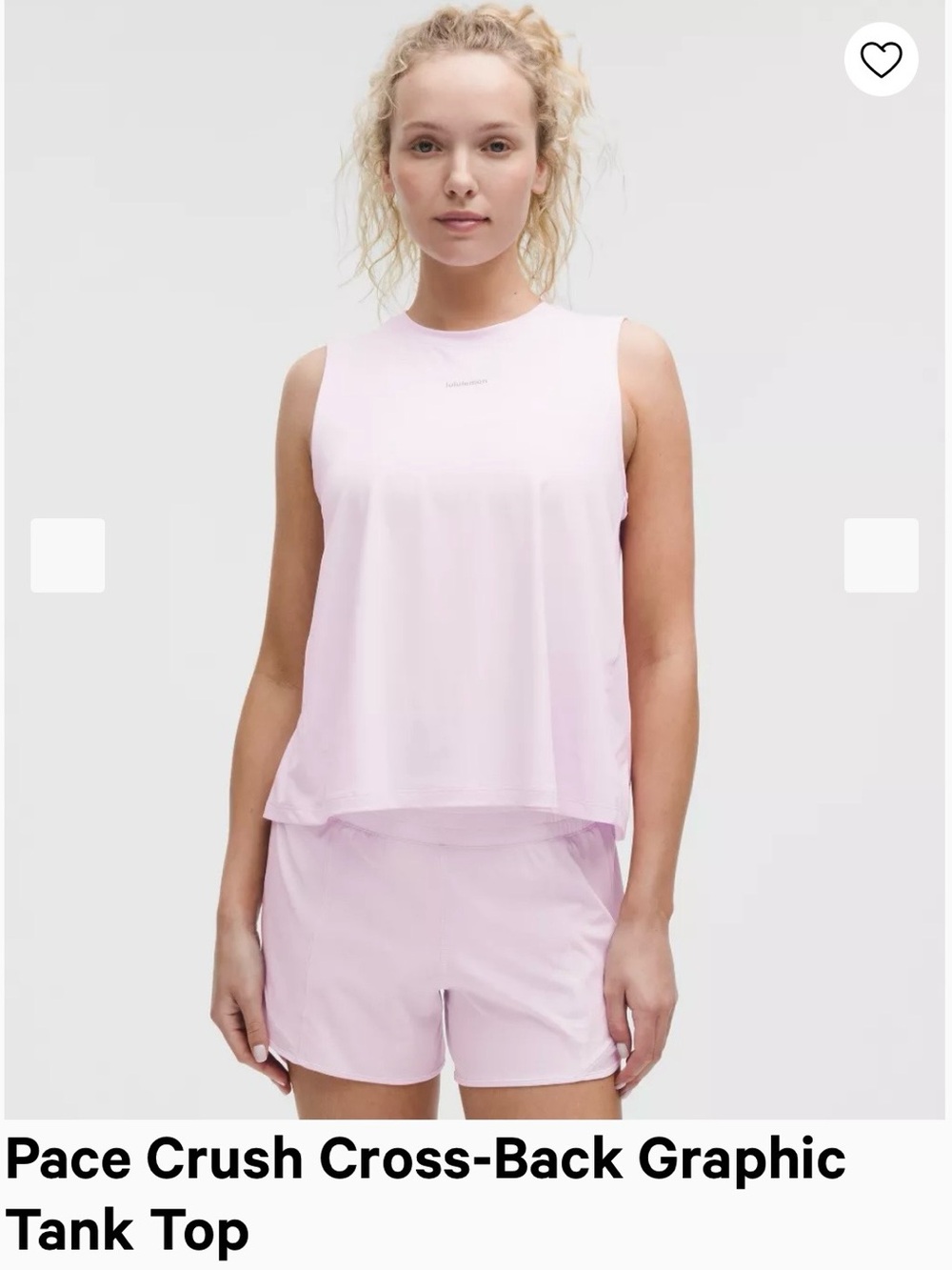lululemon Pace Crush Light Pink Sleeveless Workout Tank. New without tags Sz L